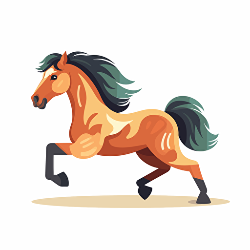 running cute horse, simple vector flat illustration, transparent background