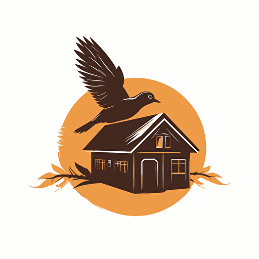 apus apus flying over a house, vector logo, simple,