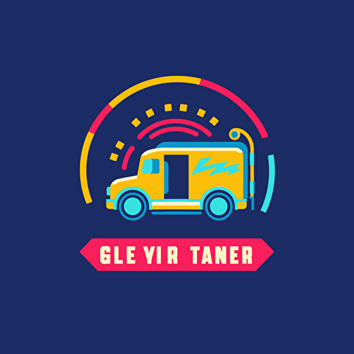 logo design for a semi truck arcade game, flat, modern, vector, 2D, icon, controler, Semi truck, simple, happy vibes, vibrant, big text
