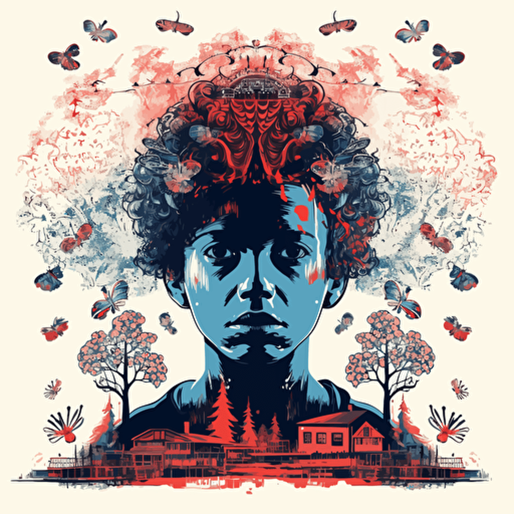 stranger things inspired art, illustration, detailed, vector, the upside down in stranger things Tv show