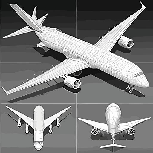 airplane, multiple angles, vector,