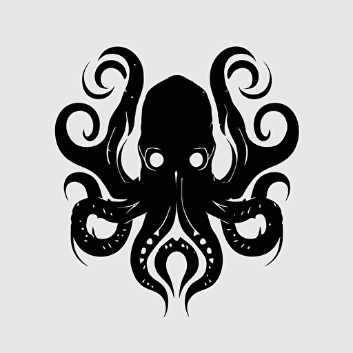 a symmetric and geometric octopus logo, black vector, minimalist