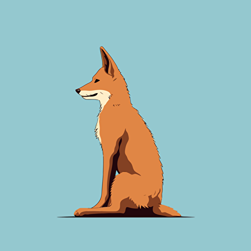 sitting coyote by tim lahan, side profile, flat colors, 2d vector art