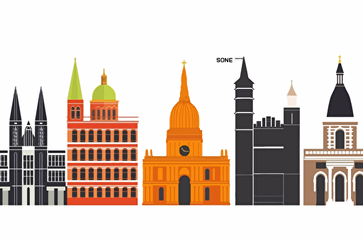 Skyline vector art of brussels, Ghent, Antwerp, Bruges, Liege, Dinant, on white background