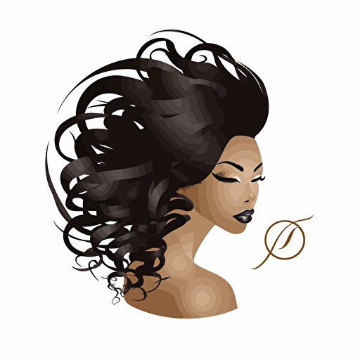 hair stylist company, african american, modern, vector logo, vector art, simple , cartoon, 2d,
