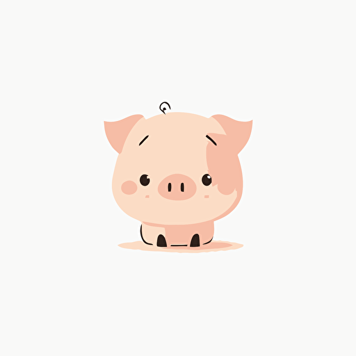 pig kawaii style, vector, high resolution, minimalistic, simple, white background