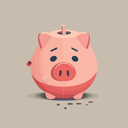 cute flat vector of worried piggy bank