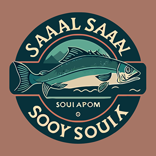 Flat vector logo for salmon supply business v 5