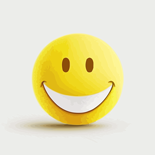 yellow tennis ball logo with only the colors yellow and white and the negative white space creating a simple smiley face with a completely white background simple vector 2d minimalist