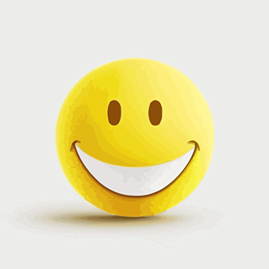 yellow tennis ball logo with only the colors yellow and white and the negative white space creating a simple smiley face with a completely white background simple vector 2d minimalist