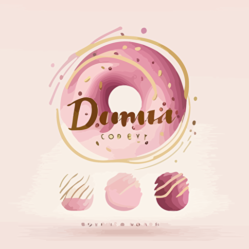 Vector minimalist modern logo concept with elements donuts, desserts, pink colors