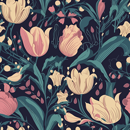 large tulip, floral pattern, vector style