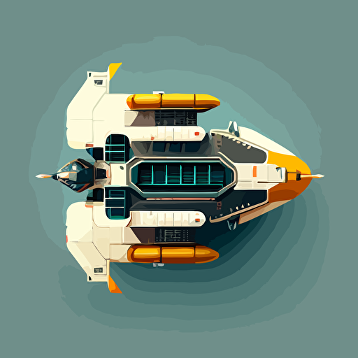space ship, top-down view, clean, simple, vector