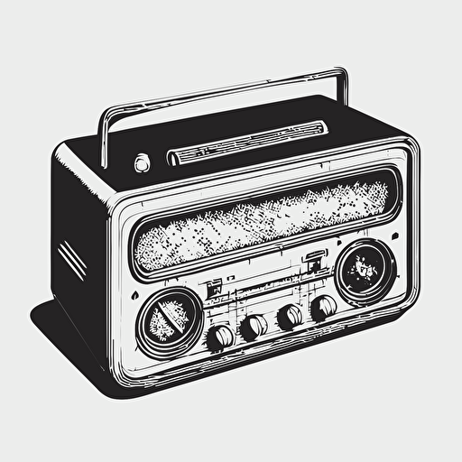 retro stereo, simple line drawing, vector style, black and white