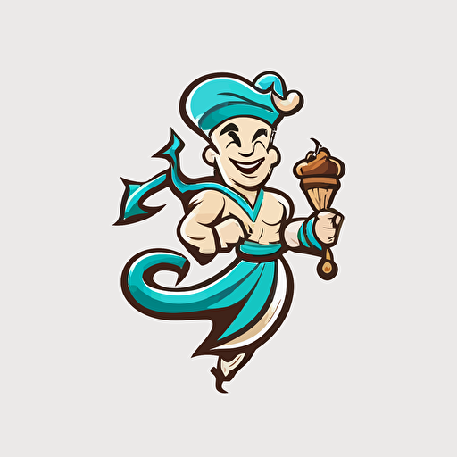 a mascot logo of a genie, simple, vector