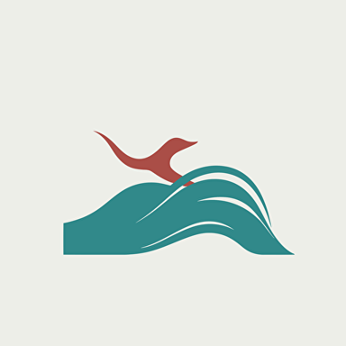 Create a minimalistic logo for a healthcare tehcnology startup, flat vector, modern, modern colors, cardinal flying through tidal wave