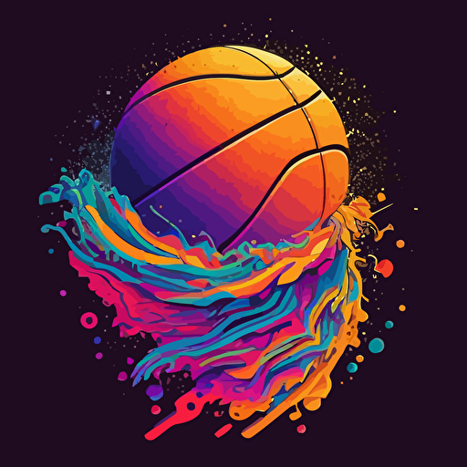 basketball minimalistic art drawing digital vector svg illustration Lisa Frank colors