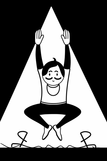 taro card yoga, style by Ramy Wafaa, funny, vector, flat, line, black and white