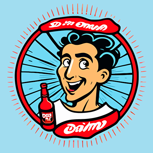 an emblem of a hot sauce company, simple vector, with TikTok personality Danny Garrison as a mascot.no shading detail