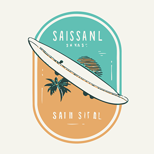 logo for a surf and skate brand. minimalist, vector style, white background, beach color, no text, retro sensation