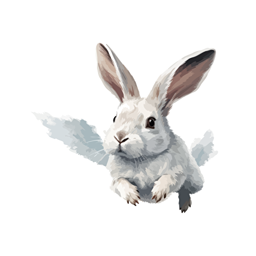 bunny, vector art, white backround, flying bunny