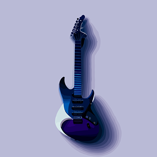 a super minimal/Vector image of a blue guitar with any small shades or Shadow or Light of violet color, super details, png