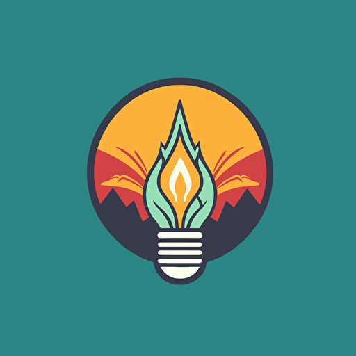 Create a minimal, yet playful logo for an energy consultancy business using vibrant colors. Incorporate symbols like lightbulbs, leaves, and sunrays. Logo style: modern and sleek. Media: digital vector illustration. Reference artist: Aaron Draplin