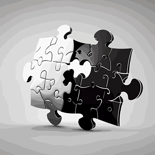 two puzzle pieces that do not match, black and white, vector image, white background