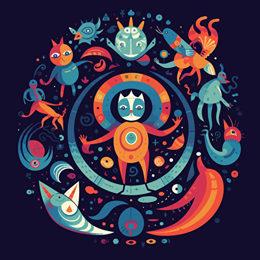 illustration, ultimate frisbee, anthropomorphic creatures without labels or categories, inspired by elements of nature, pure emotions, 5-color palette, vectorized illustration, colors not repeating side by side, geometric shapes and curves.