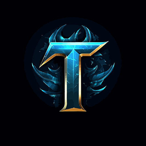 professional, dark blue color dominant, vector art logo made of two letters T like "T T", both letters present and visible on the logo, both letters T combined together creatively, pure black background