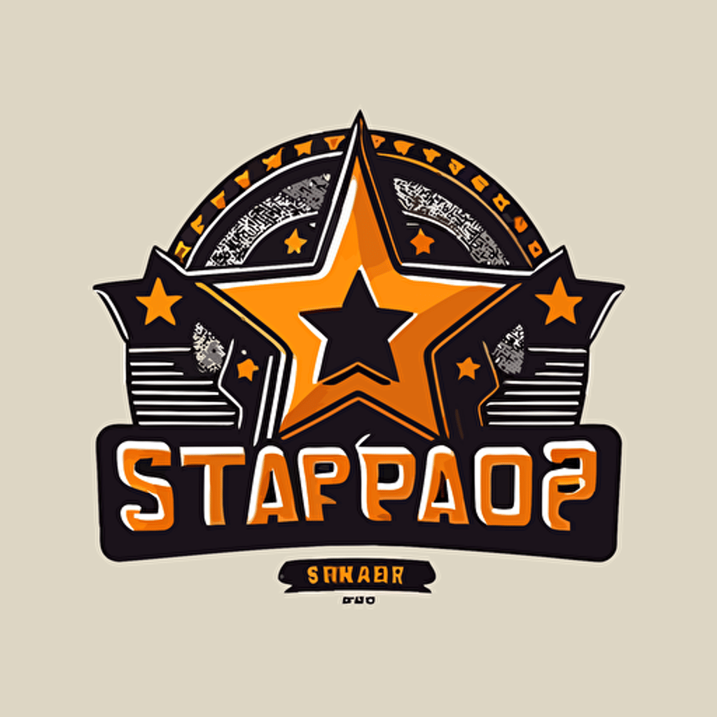 simple logo for auto parts stars shop, retro, vector flat, PNG, SVG, flat shading, solid background, mascot, logo, vector illustration, masterwork, 2D, simple, illustrator