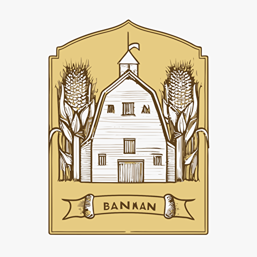 line drawing blazon, minimalistic, iowa barn, corn, Vector
