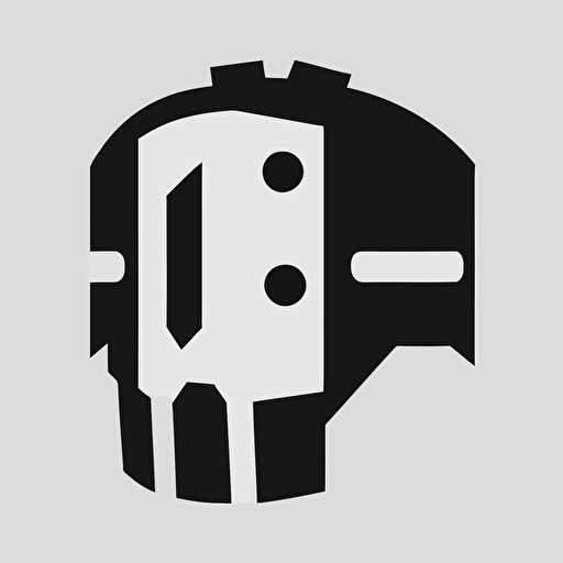robot helmet icon, similar to to discord.com logo, flat, vector icon, symmetric shapes, from the front, symmetric, super simple and minimalistic, logo, black and white, minimal, monochramic