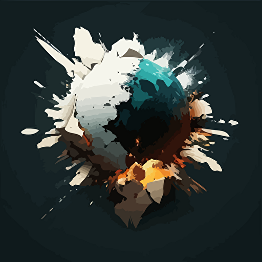 minimalism, vector art, end of earth, earth exploding