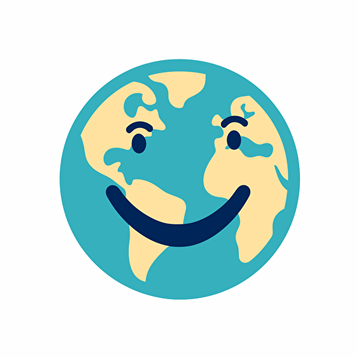 simplified flat art vector image of smile earth on white background