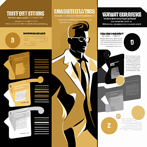 create a vector who shows a onboarding process colours gold black white