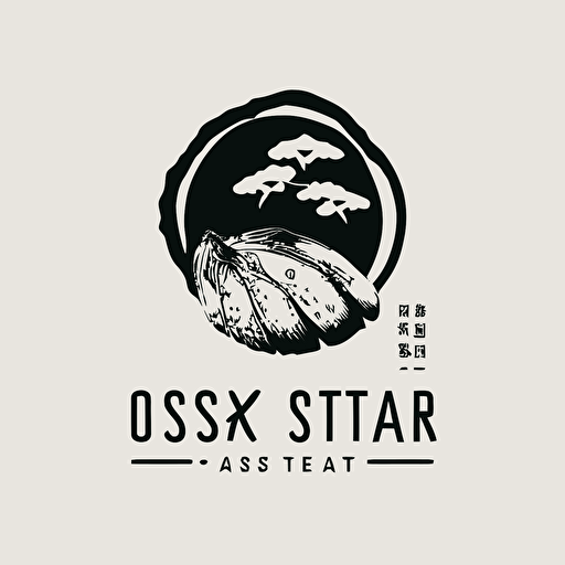 vector logo of an oyster, in japanese style, simple, minimal,