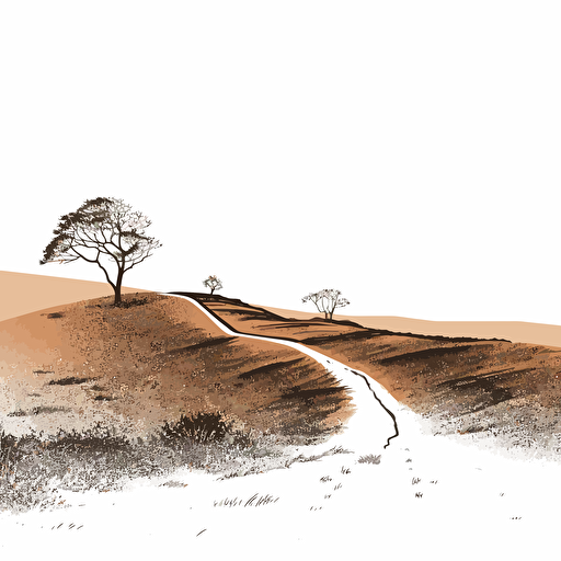 minimalist, in the style of a single line drawing vector ink drowing style with details only white background only two colors yorkshire moors