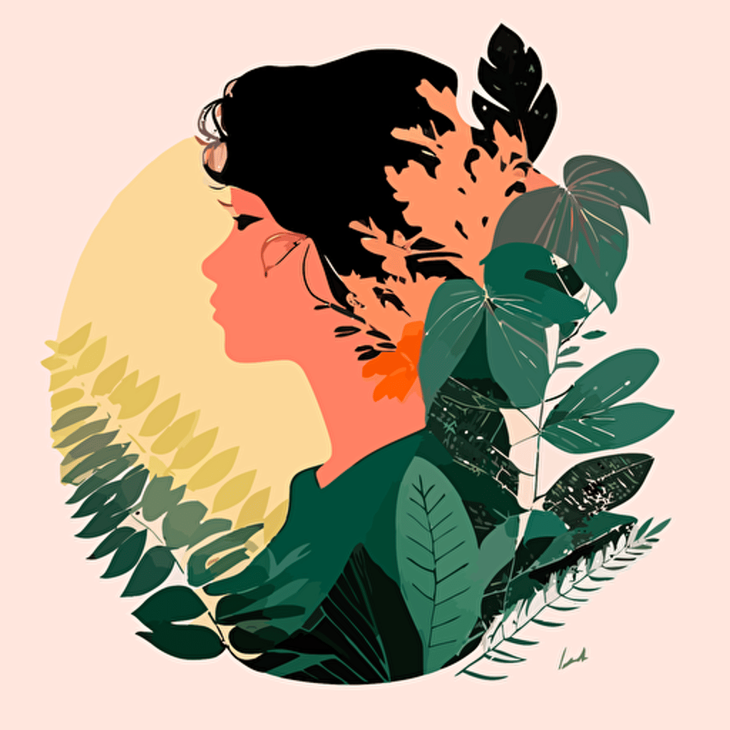 women art ilusstration, minimal, nature, vector art