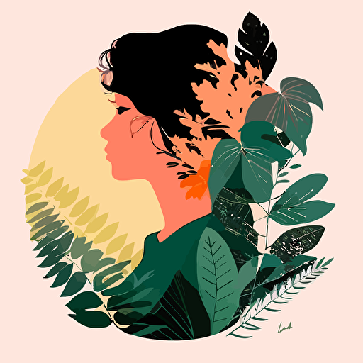 women art ilusstration, minimal, nature, vector art