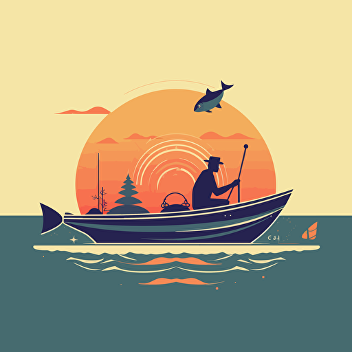 fishing success, minimalist design, vector