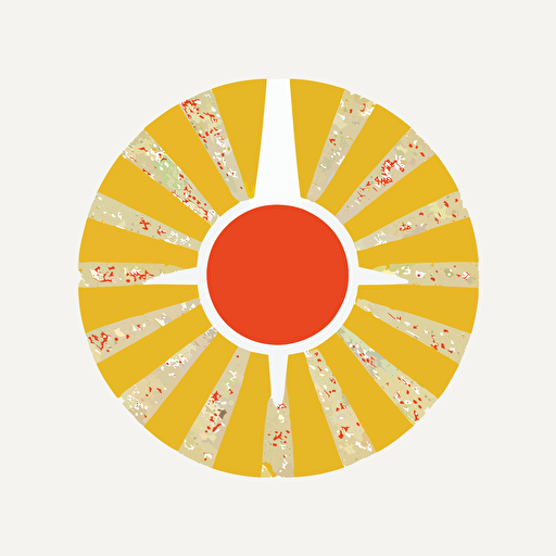 a flat vector logo of a rising sun, minimal, in the style of Paul Rand