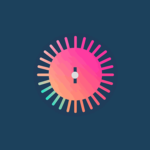 flat vector logo of circle, gradient, gear centered in fence, simple minimal, by Ivan Chermayeff