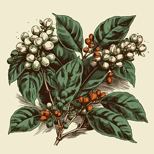 Vector illustration of a Coffee plant botanical plant