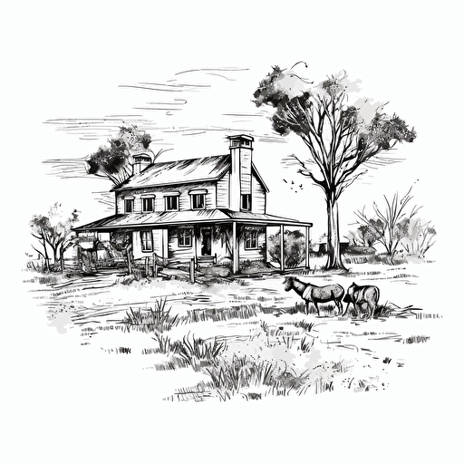 texas ranch, black ink, vector isolated on white
