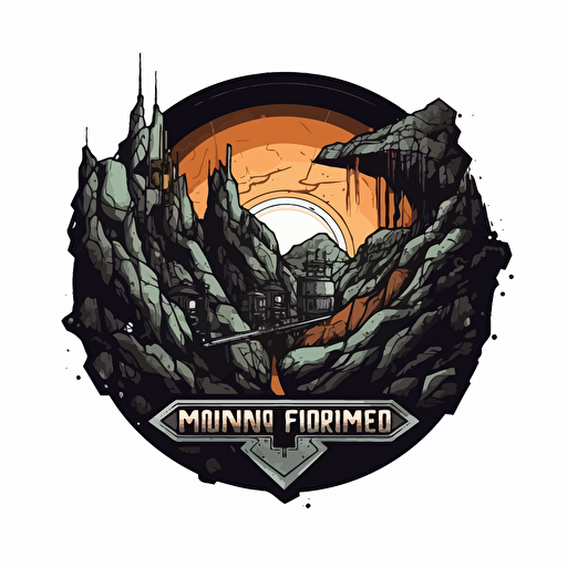 logo for an off world mining company, science fiction, futuristic design, grungy, Vector image