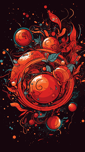 galactic tomato chaos, vector art,