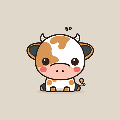 cute cow kawaii style, vector, high resolution, simple, minimalistic, white background