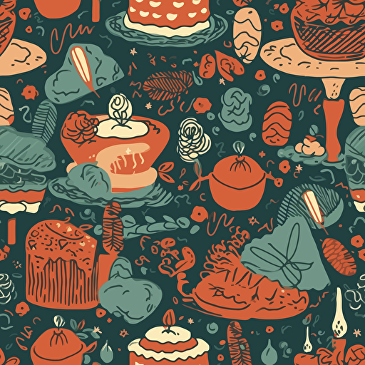 Create a vector illustration for the festive birthday table cloth.