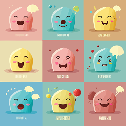 vector illustration of each primary emotions including happiness using pastel colors